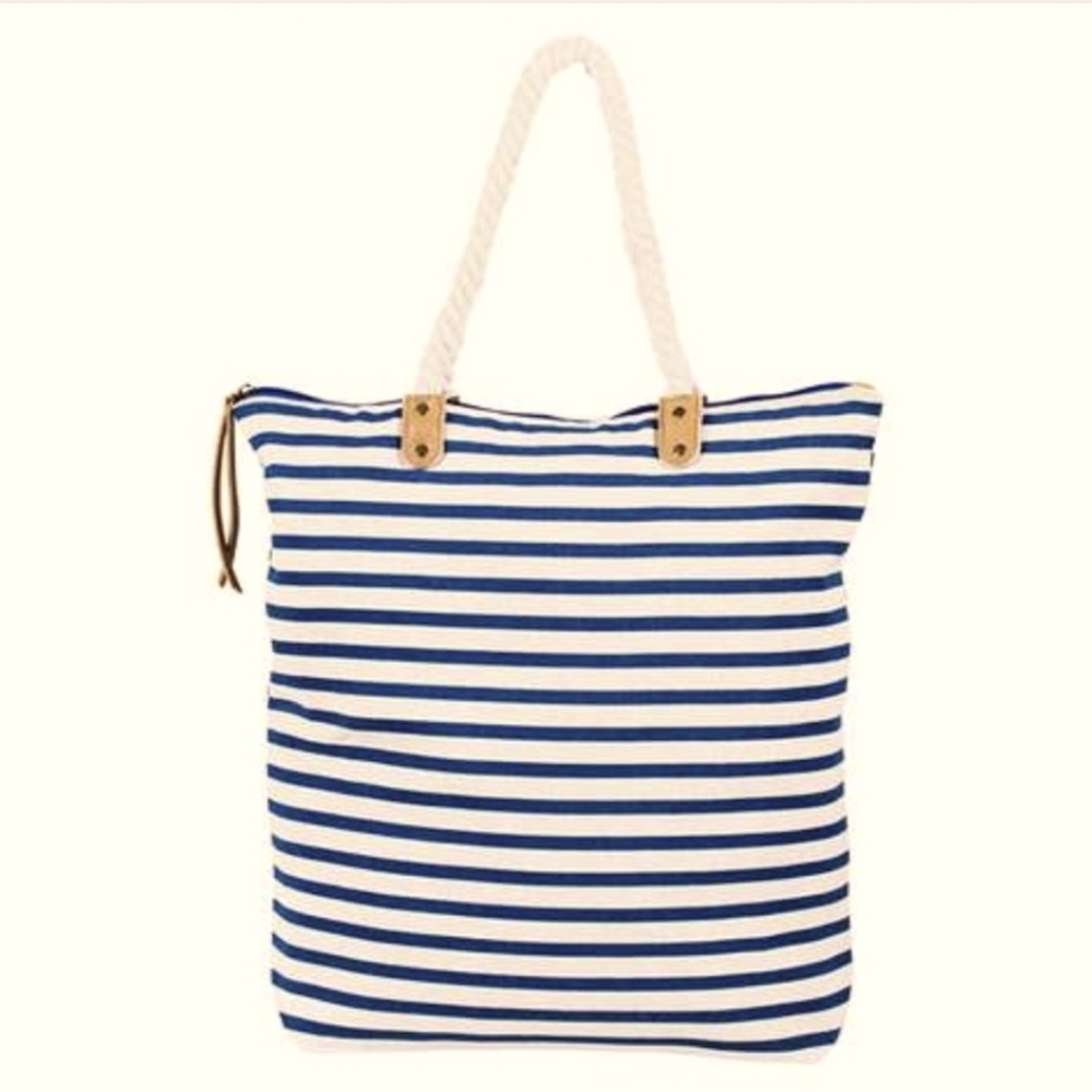 summer & rose Blue and White Striped Shoulder Bag